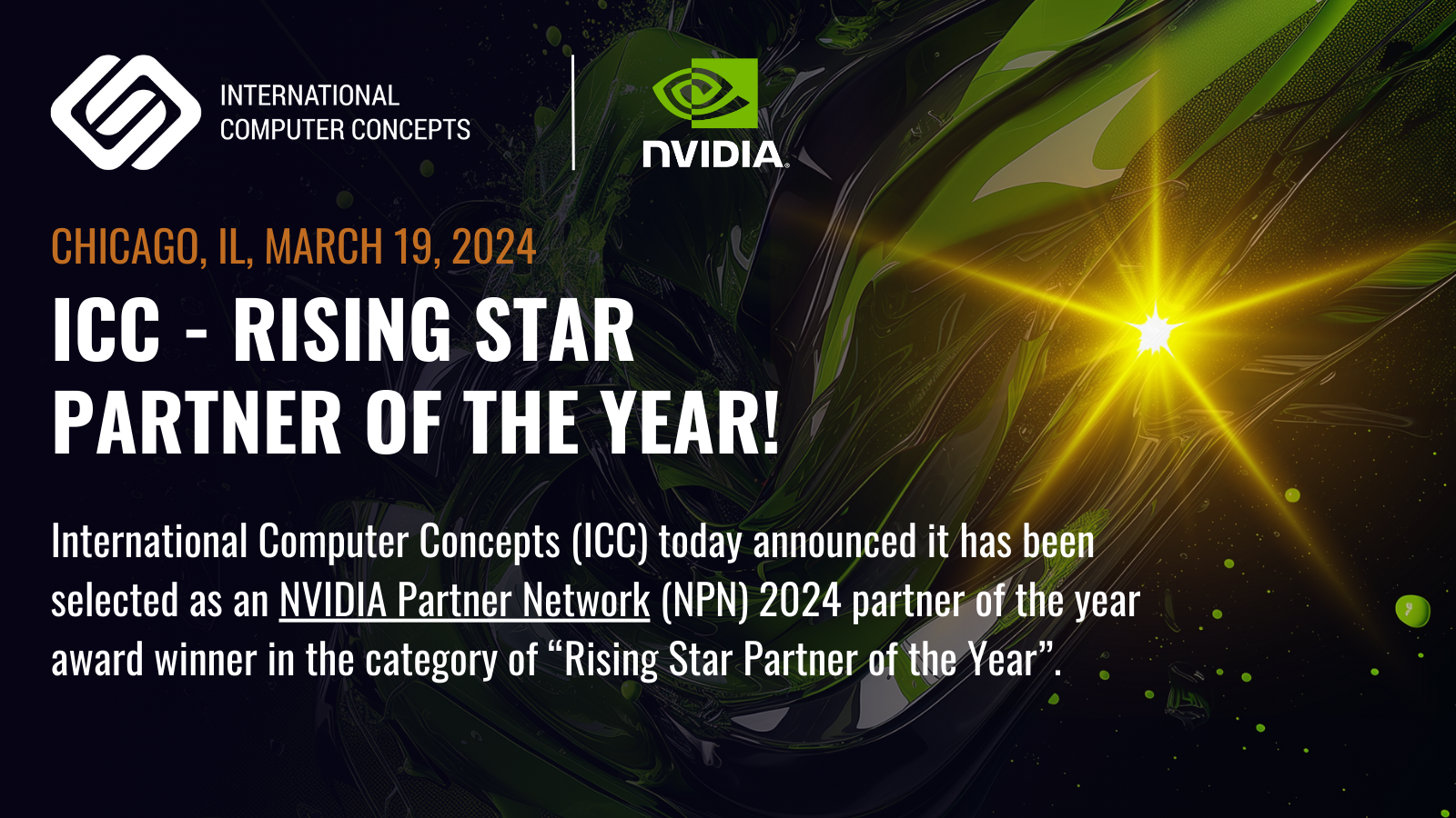 International Computer Concepts Named NVIDIA Partner Network’s Rising Star Partner of the Year at GTC 2024