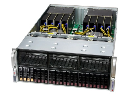 Supermicro 4U 24 Bay 2xSP5 256GB (24DIMMS) 4800MHz 24x2.5"NVMe/SATA/SAS 1xM.2 2x10GbE 8xGPU